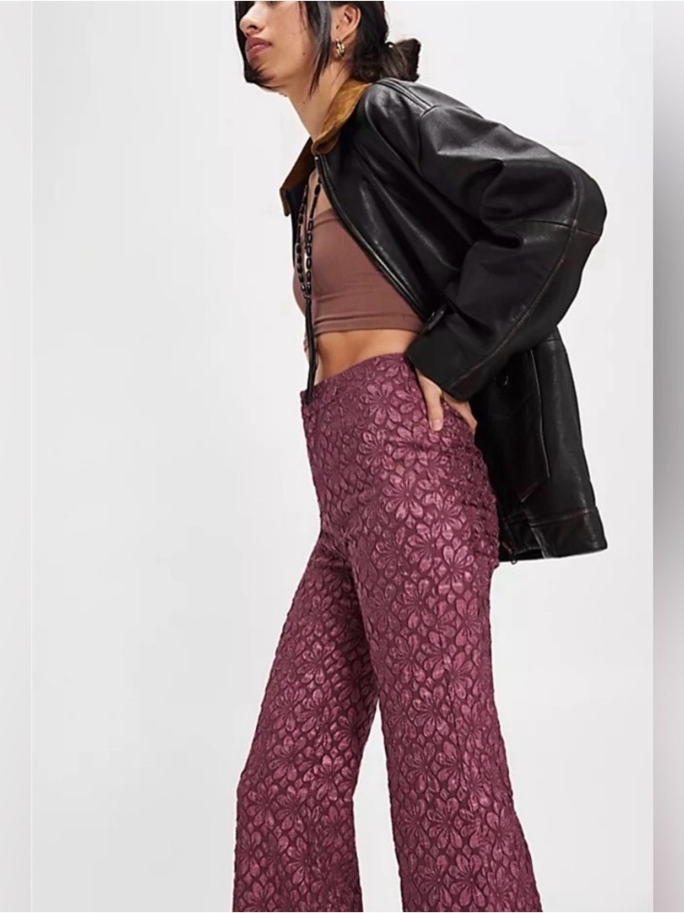 Free People Runway Floral Flared Pants